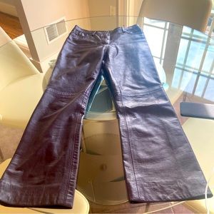 Vintage Wine Genuine Leather Pants